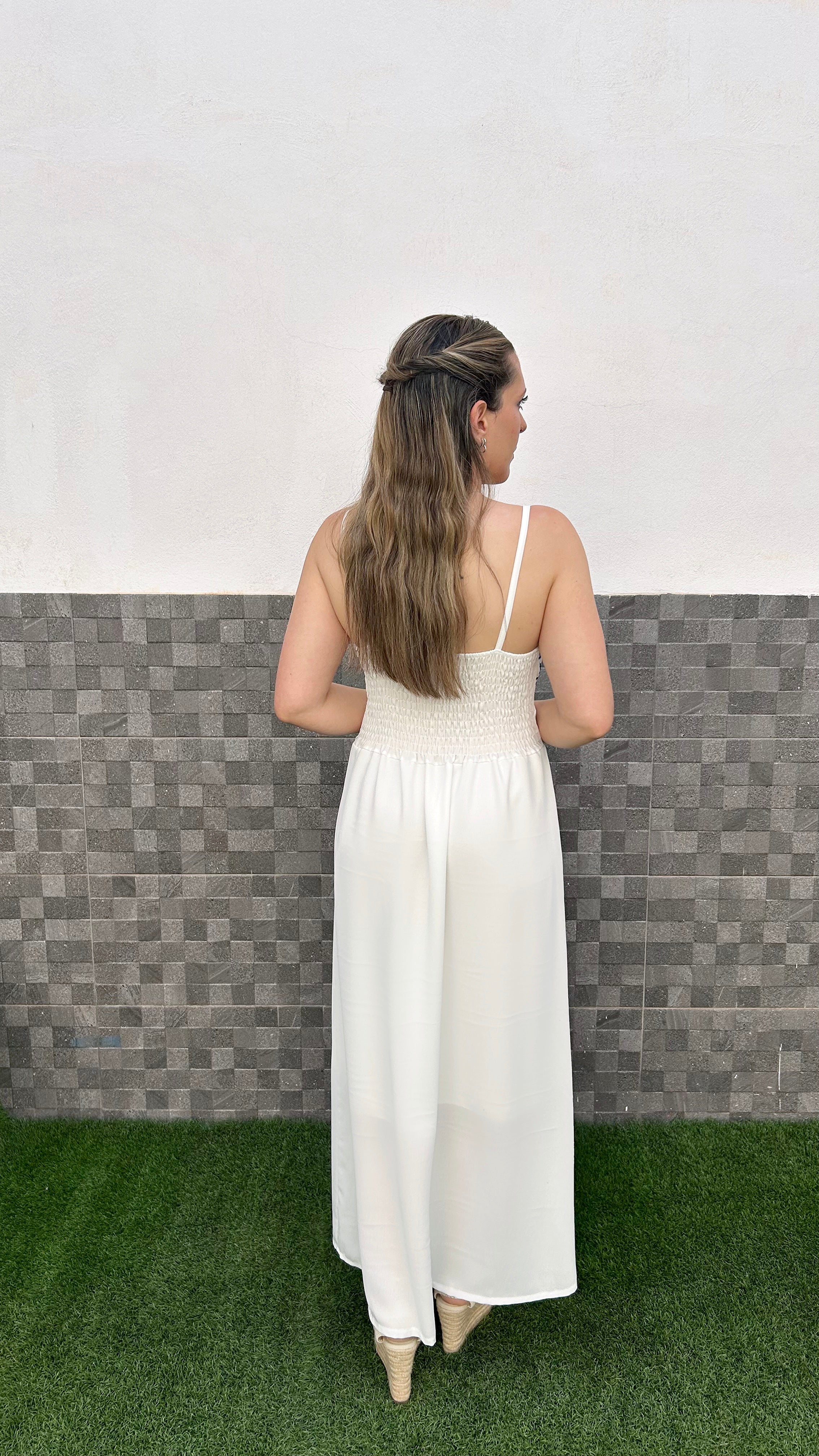 Abito midi floreale bianco