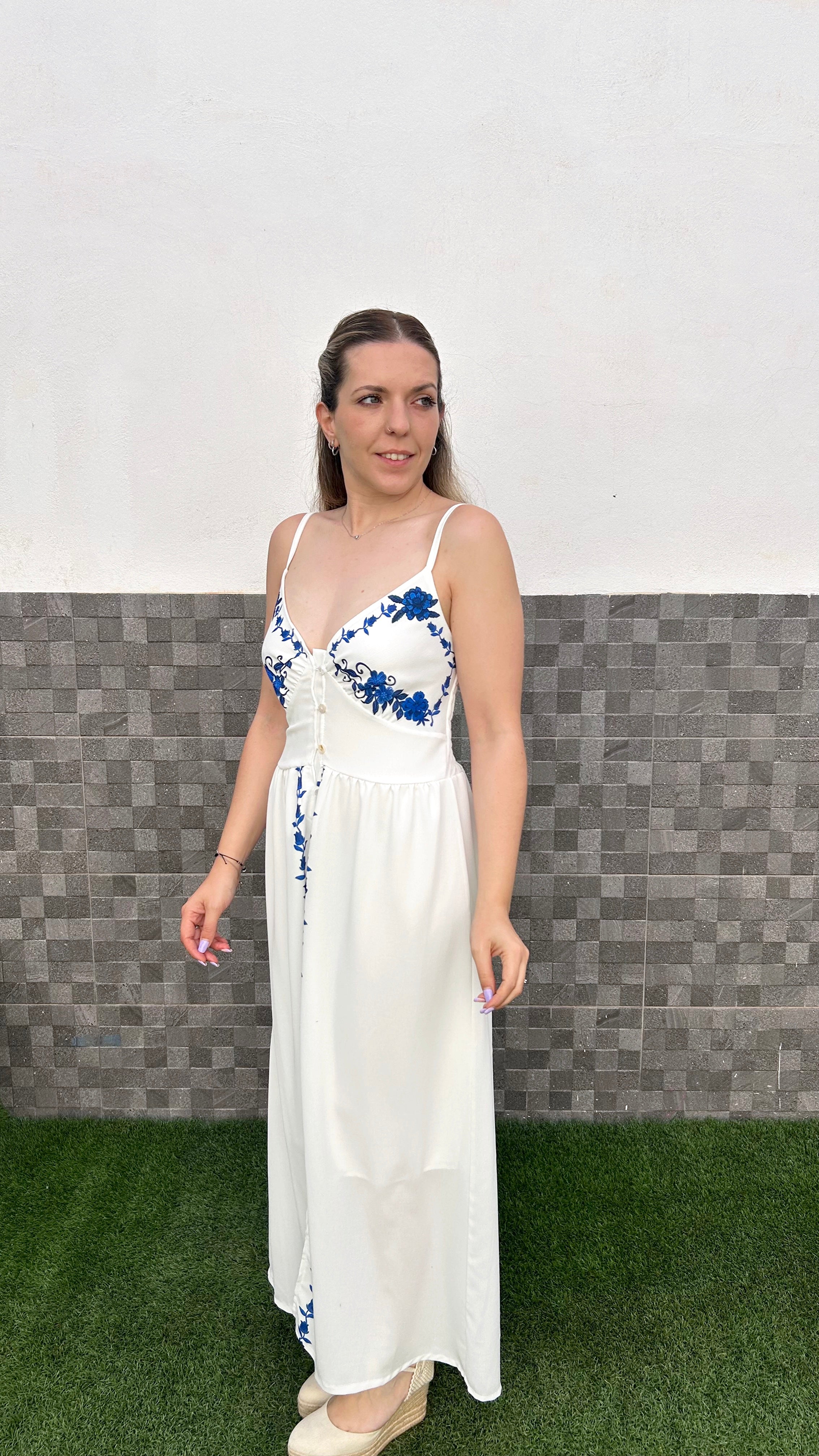 Abito midi floreale bianco