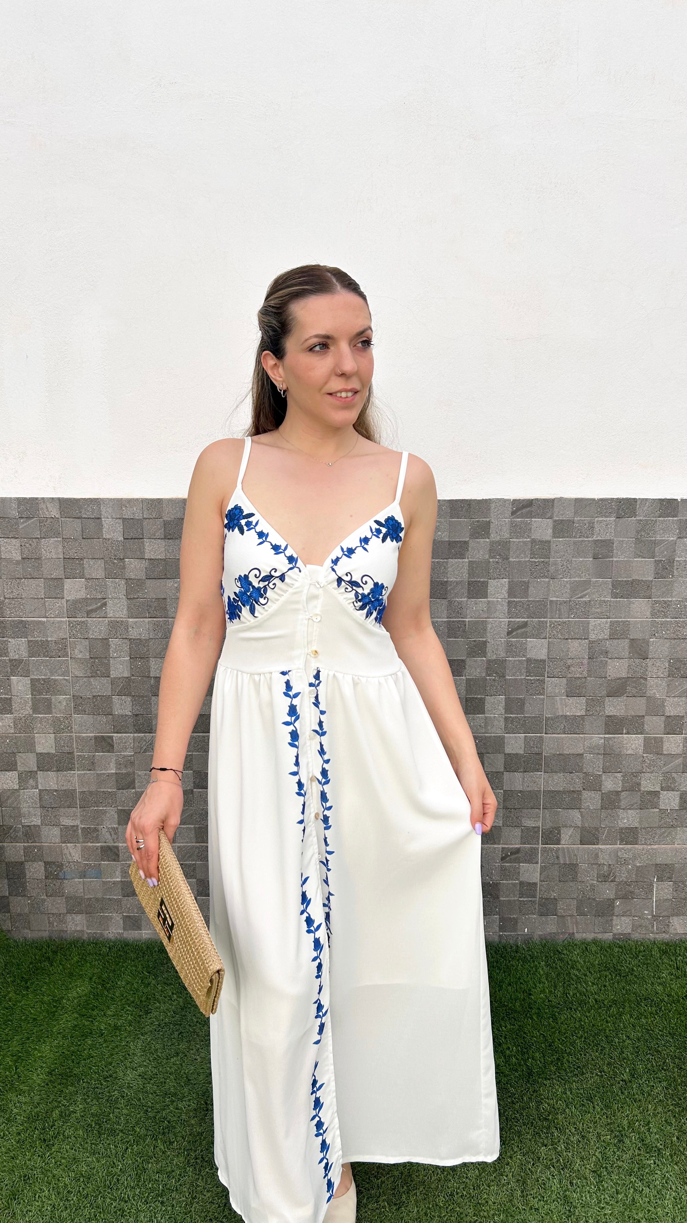 Abito midi floreale bianco