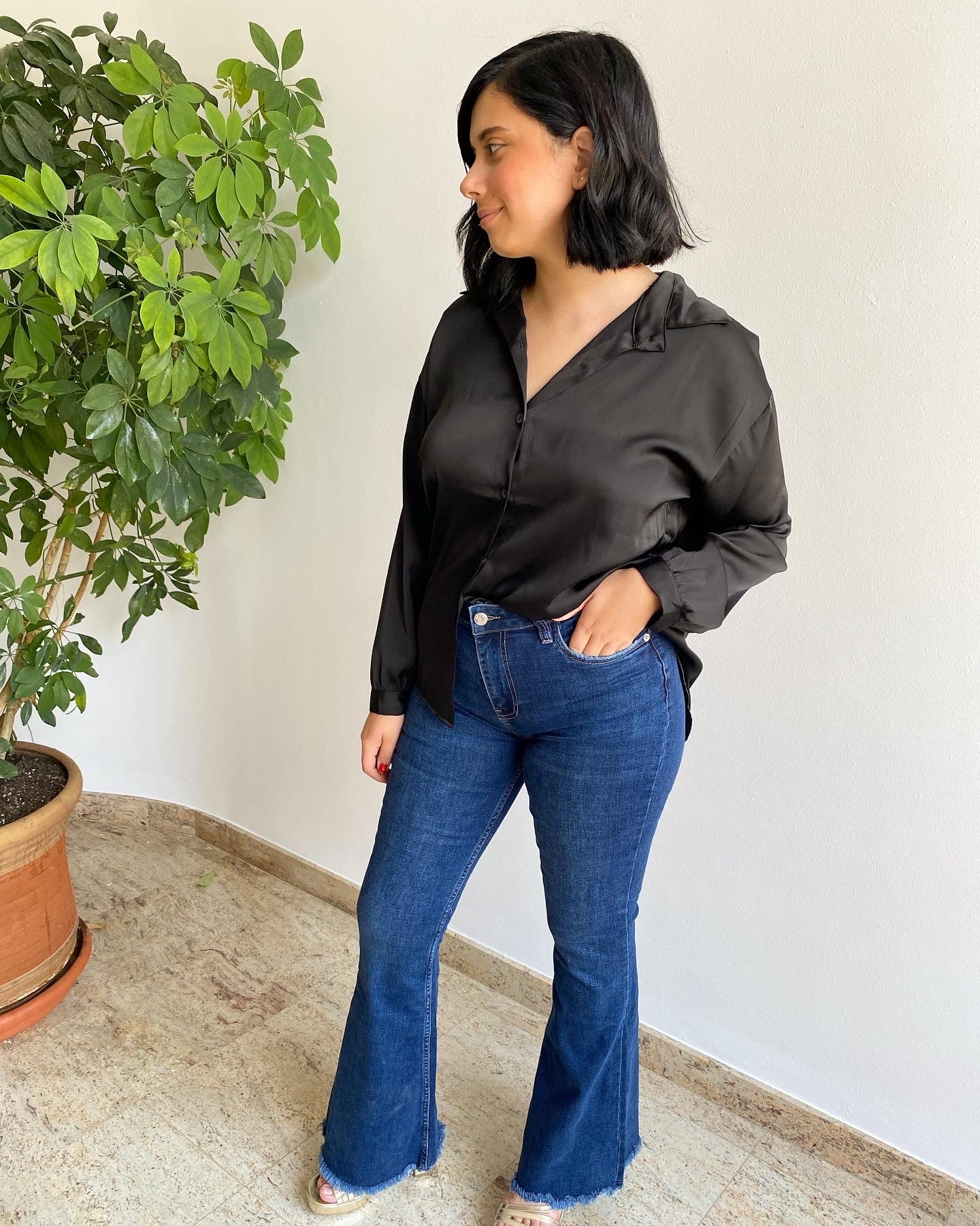 Pantaloni in denim a zampa d'elefante