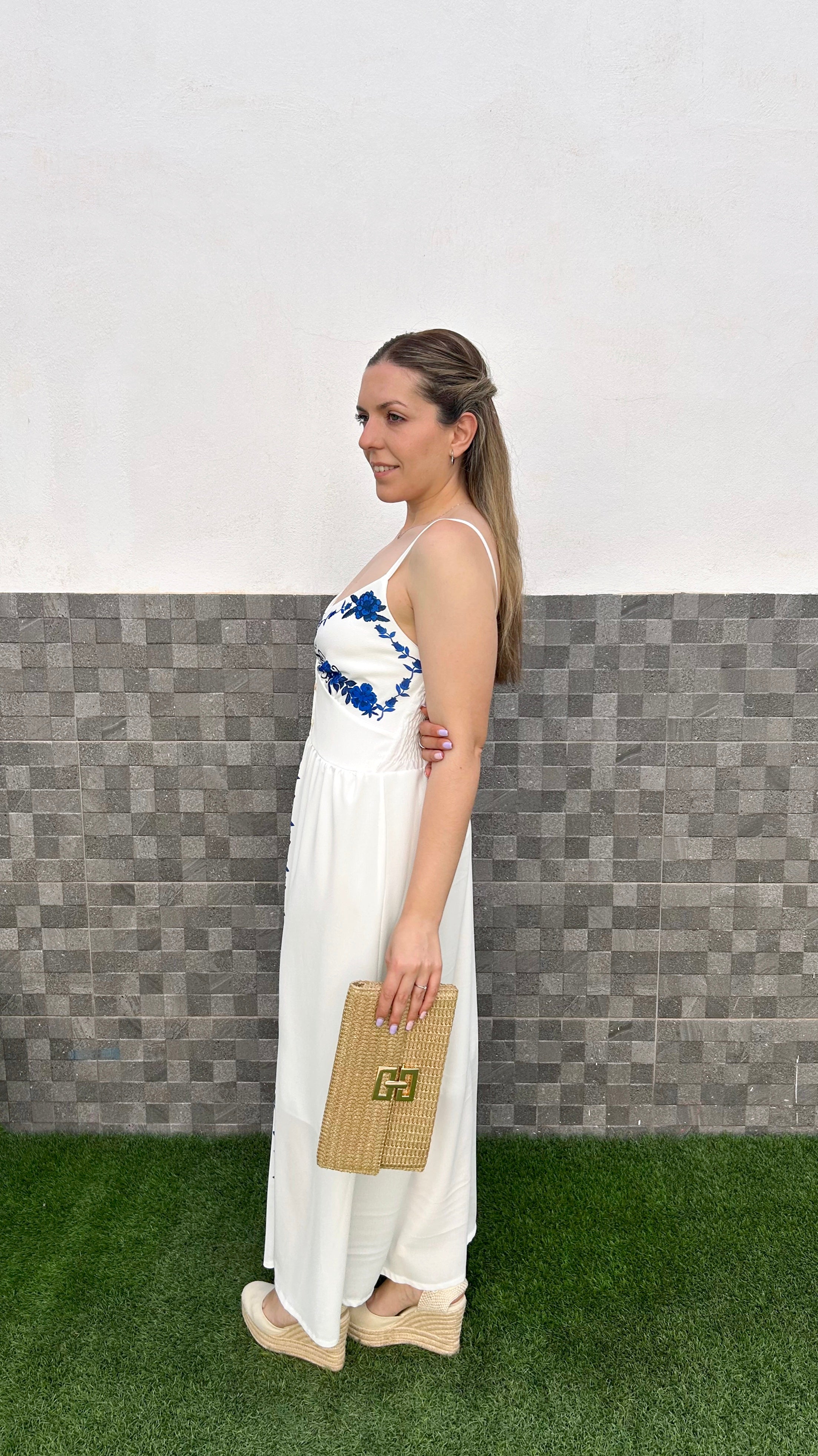 Abito midi floreale bianco