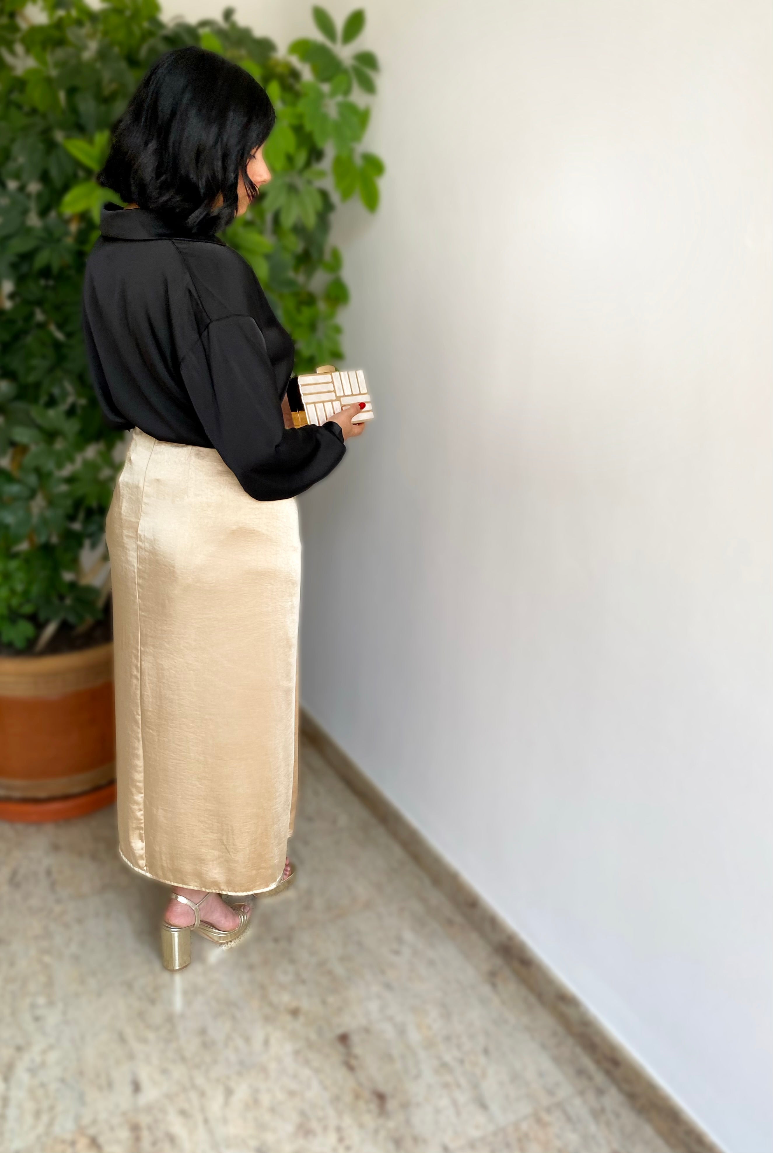 Gonna egiziana in raso beige