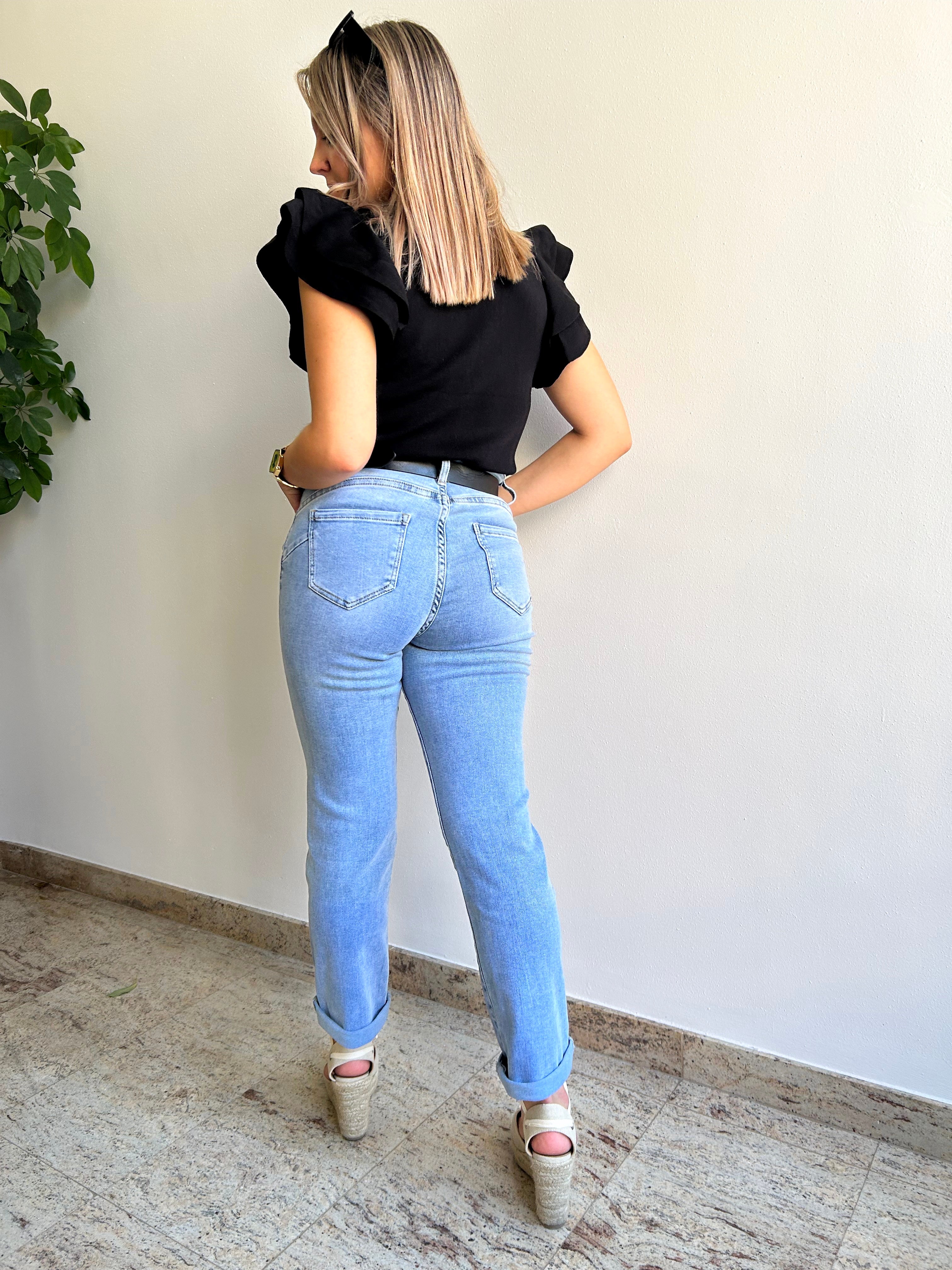 Pantaloni dritti in denim push up