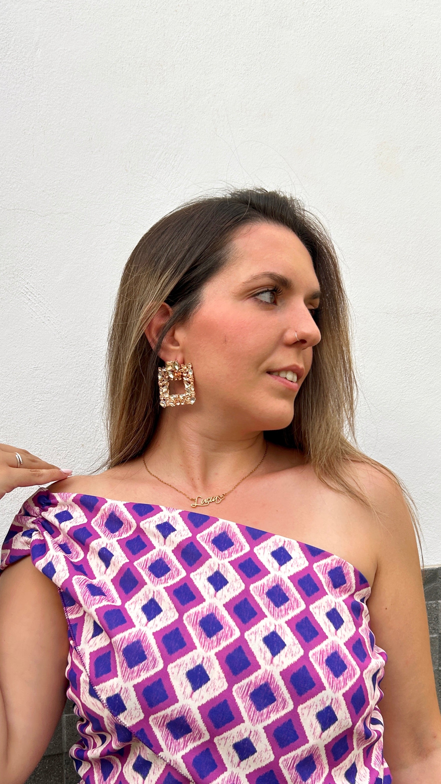 Abito midi stampato con fascia in amarena