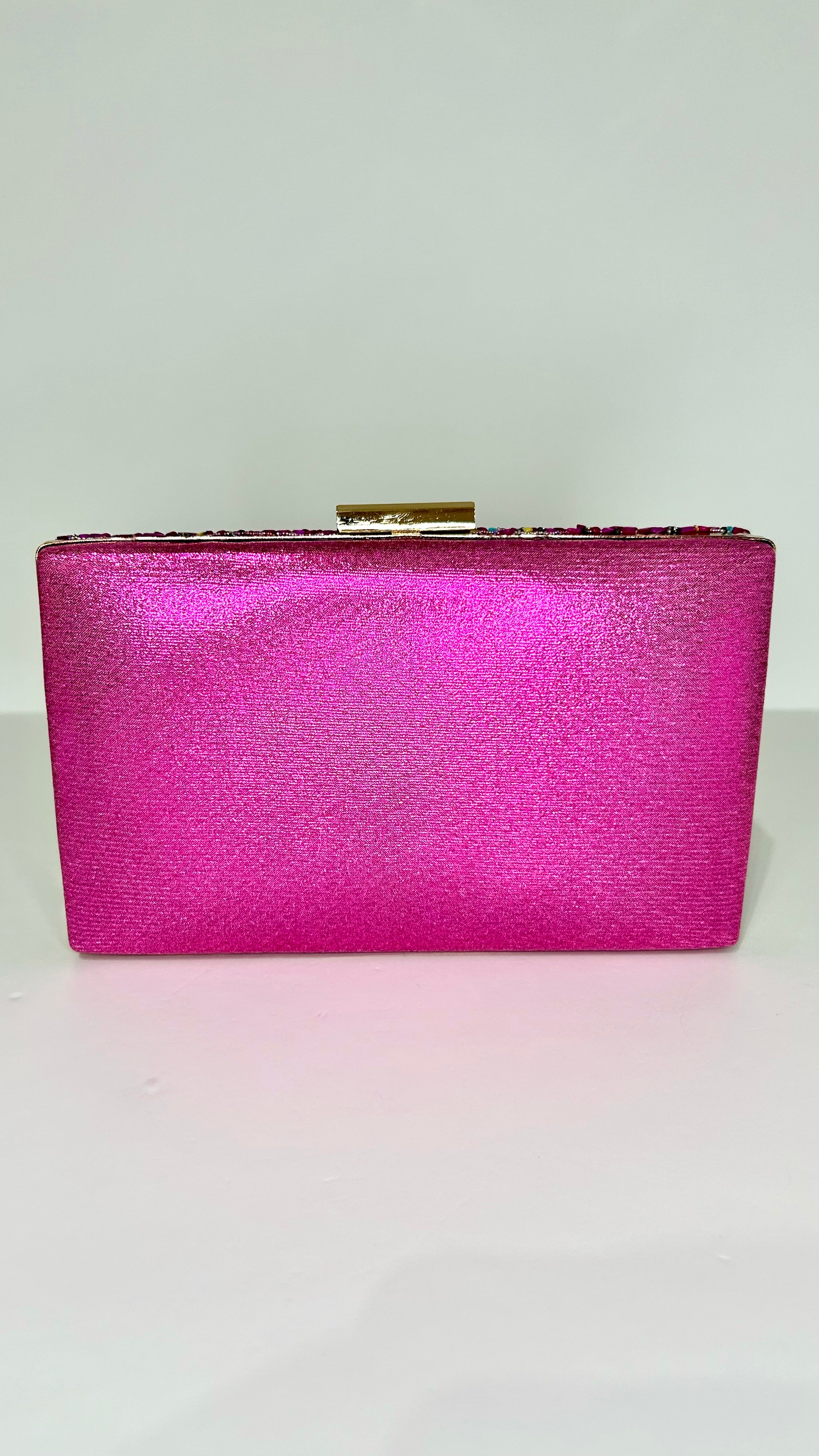 Pochette Bouganville con strass metallici