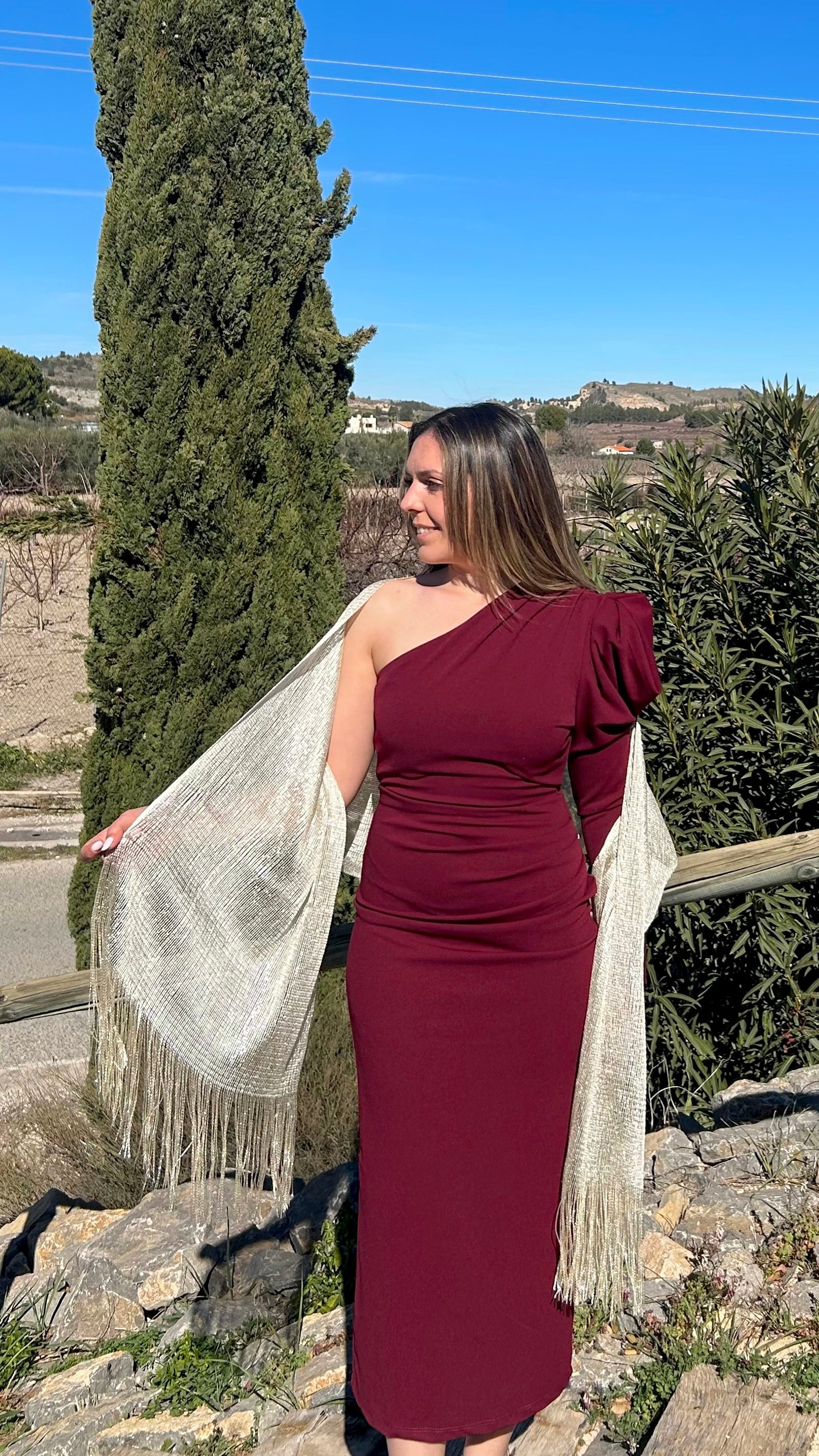 Chal flecos brillo dorado