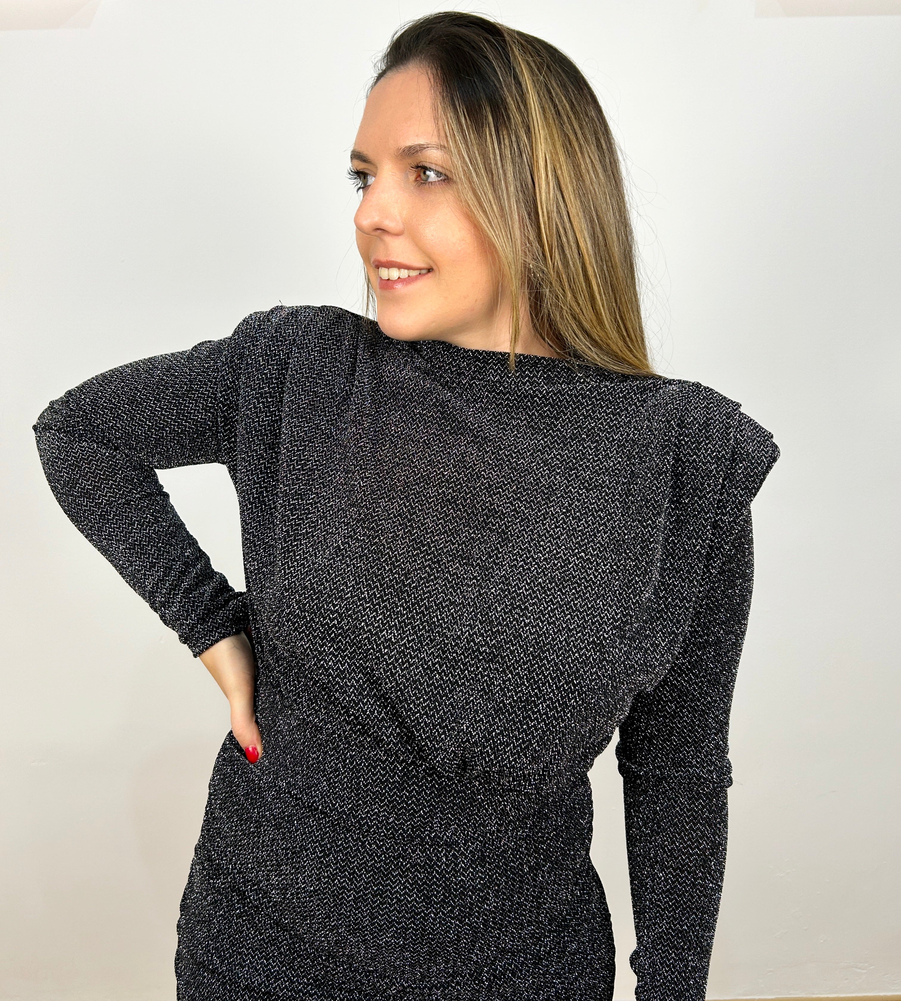 Abito in lurex con spalline argento