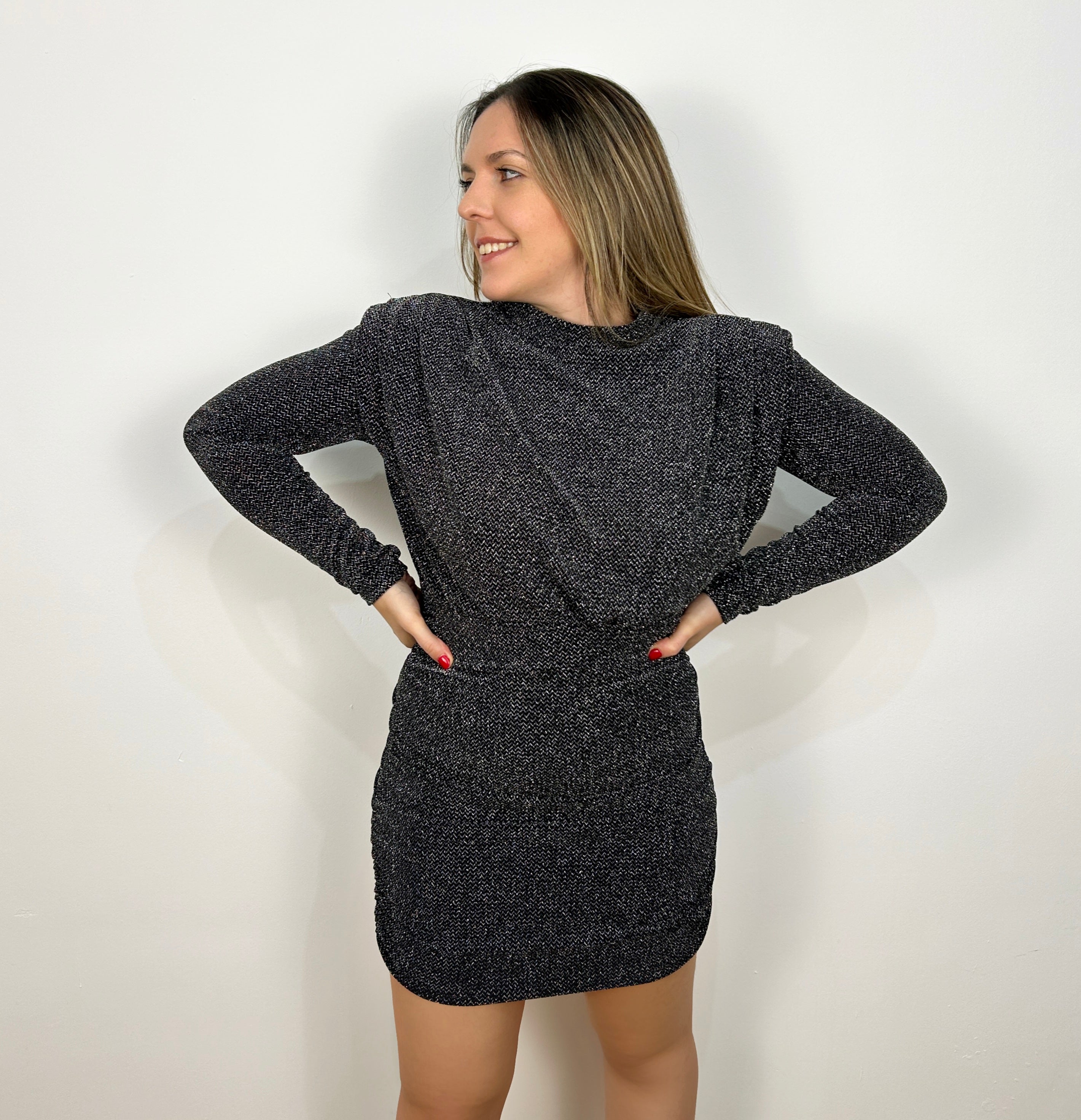 Abito in lurex con spalline argento