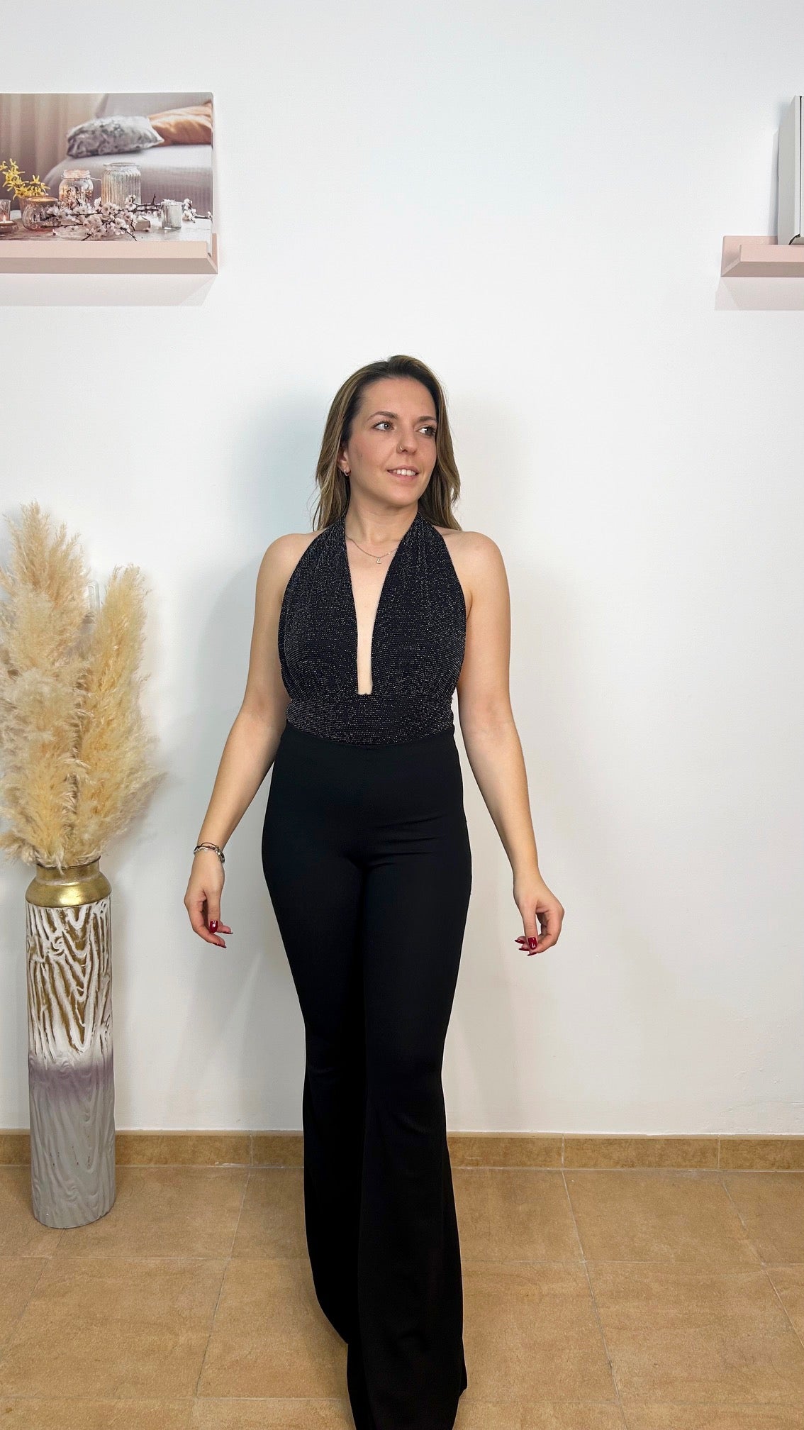 Top nero con nodo in lurex