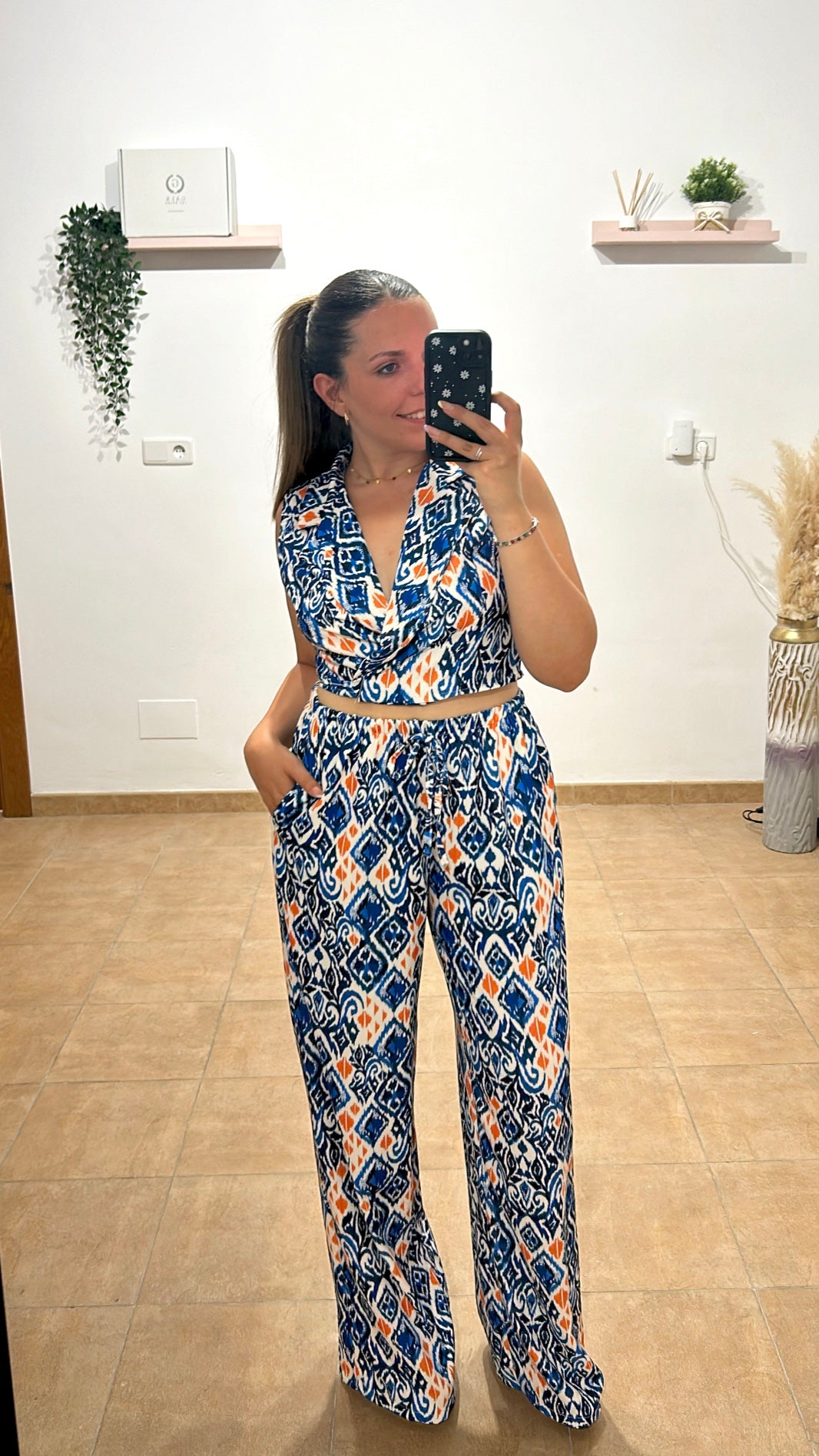 Set stampa geometrica blu