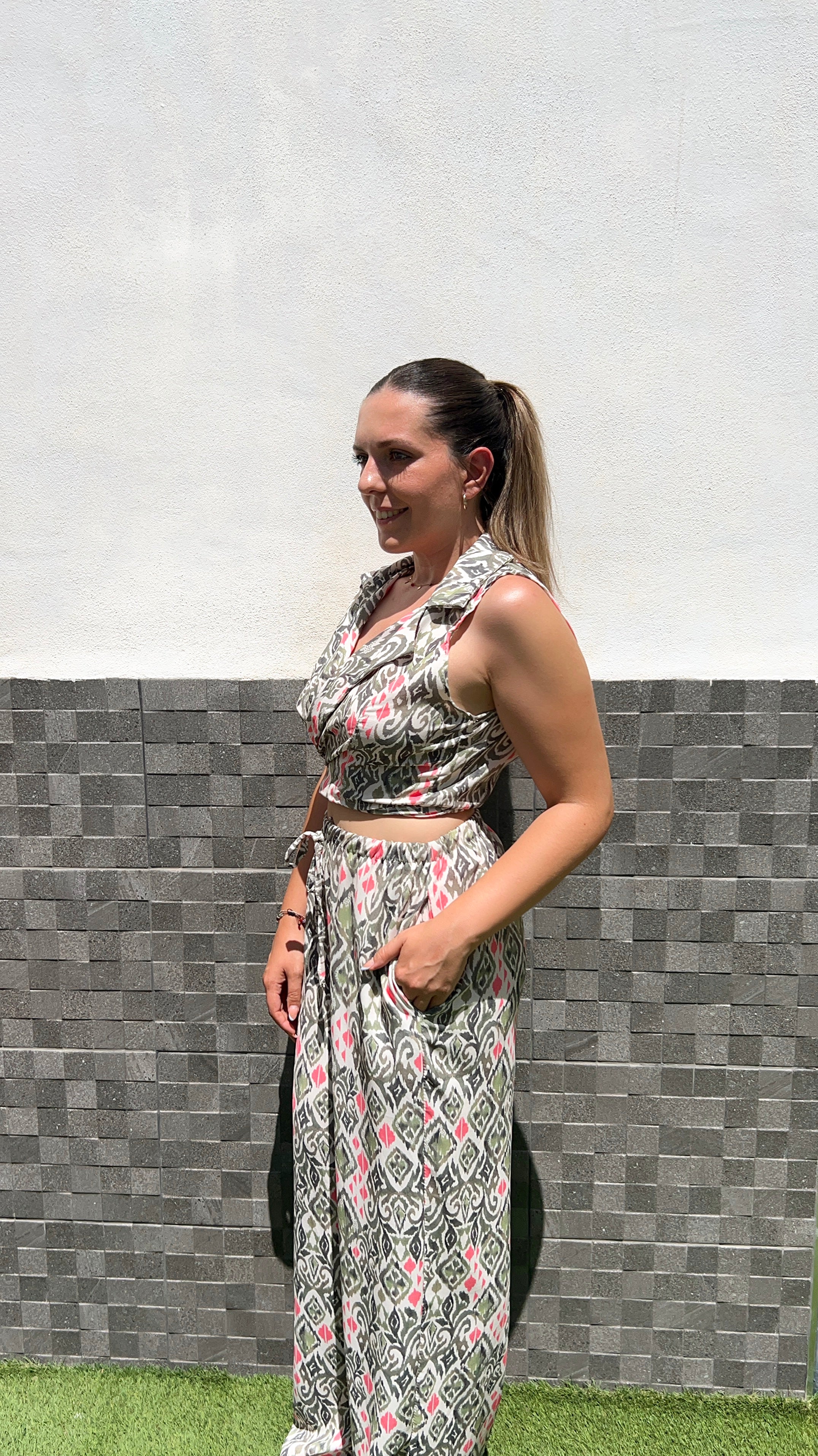 Set stampa geometrica verde