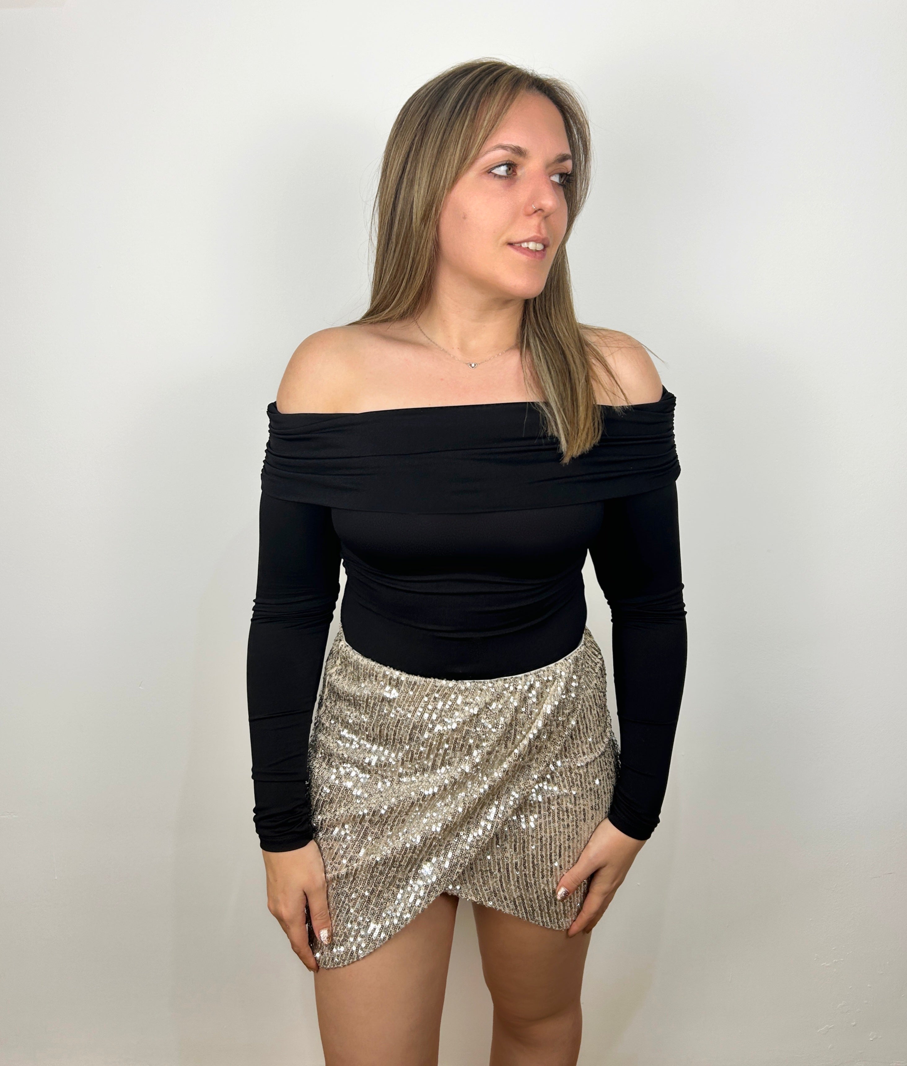 Gonna in paillettes argento