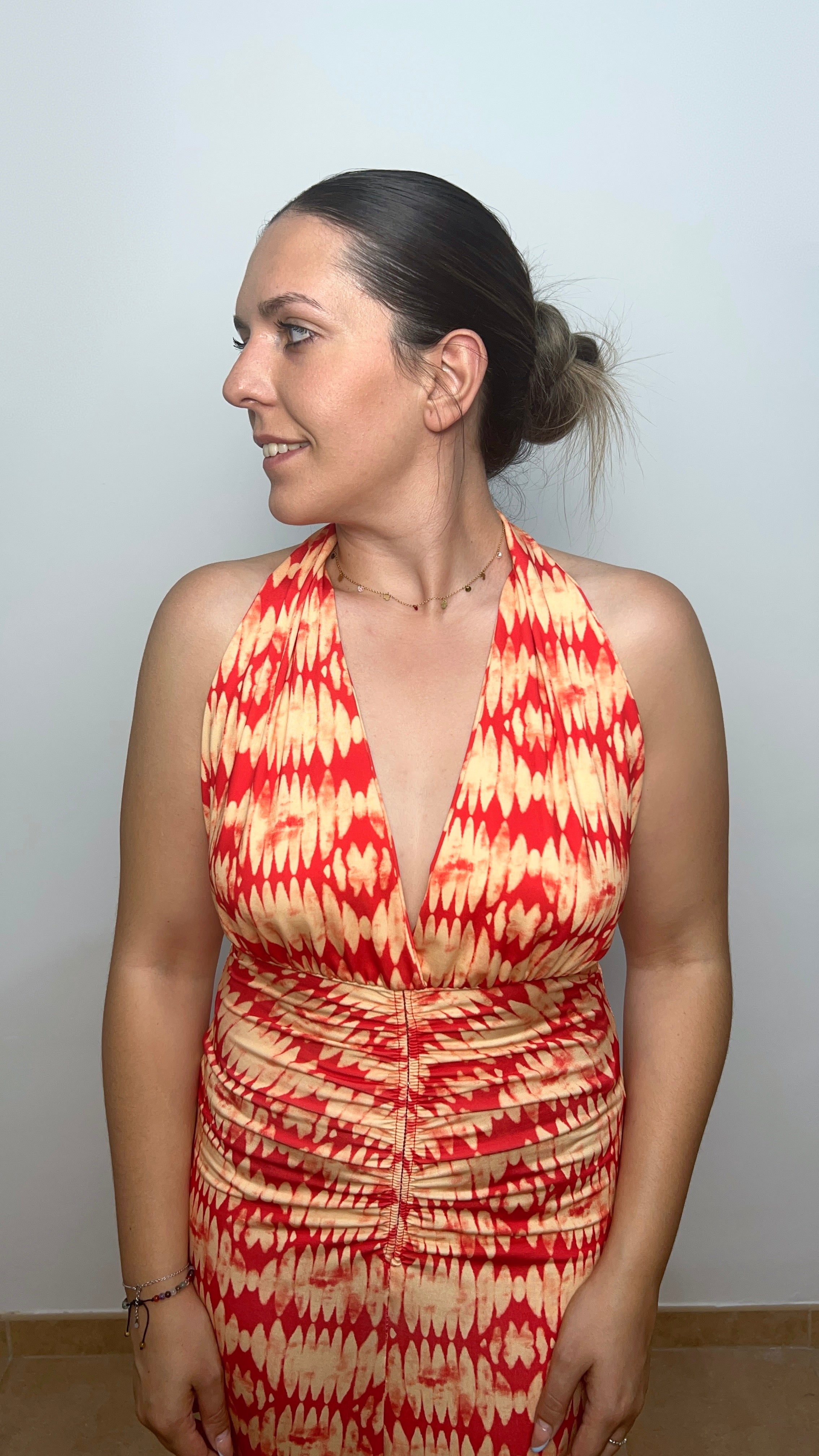 Abito drappeggiato stampato