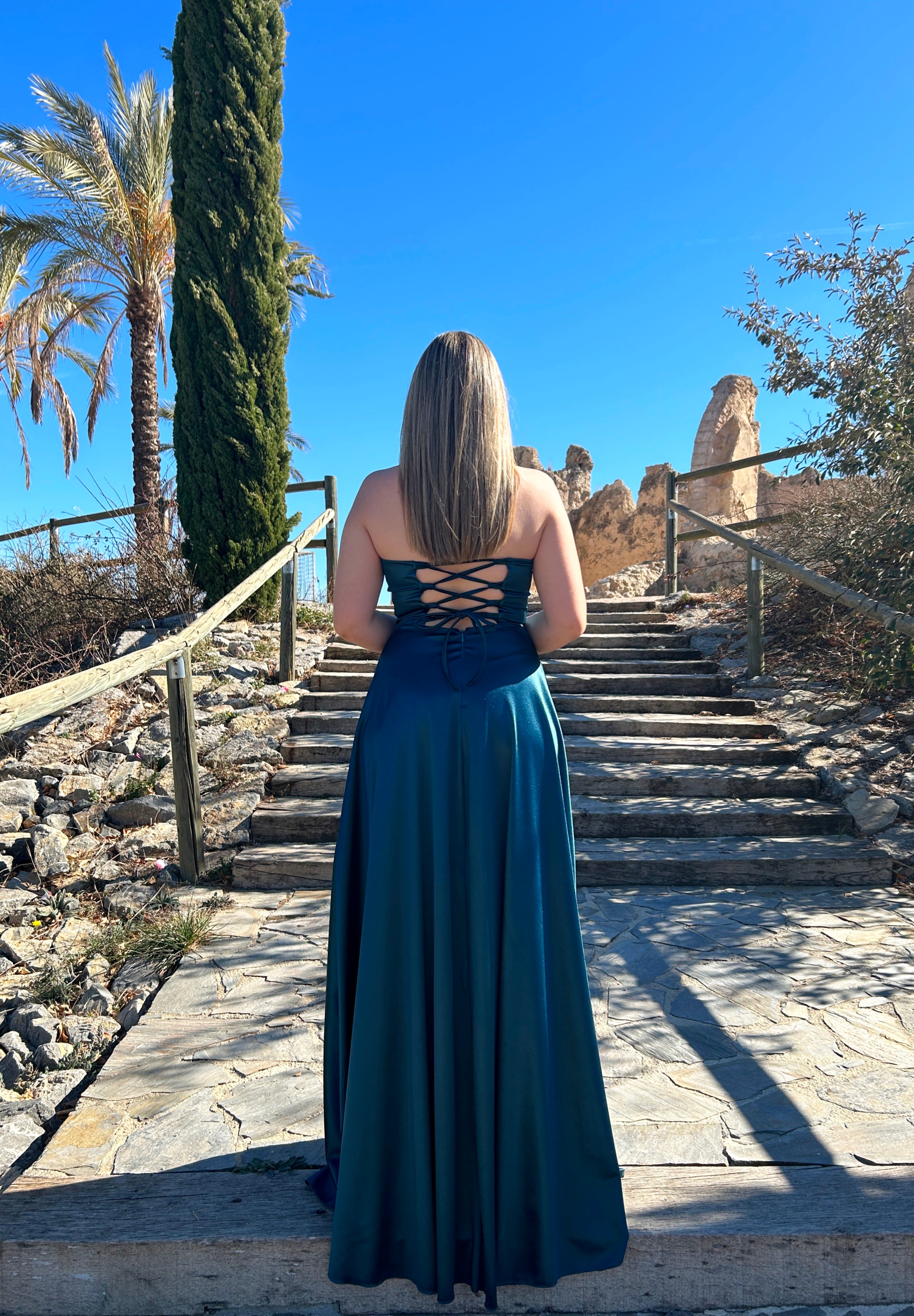 Abito corsetto con parola petrolio