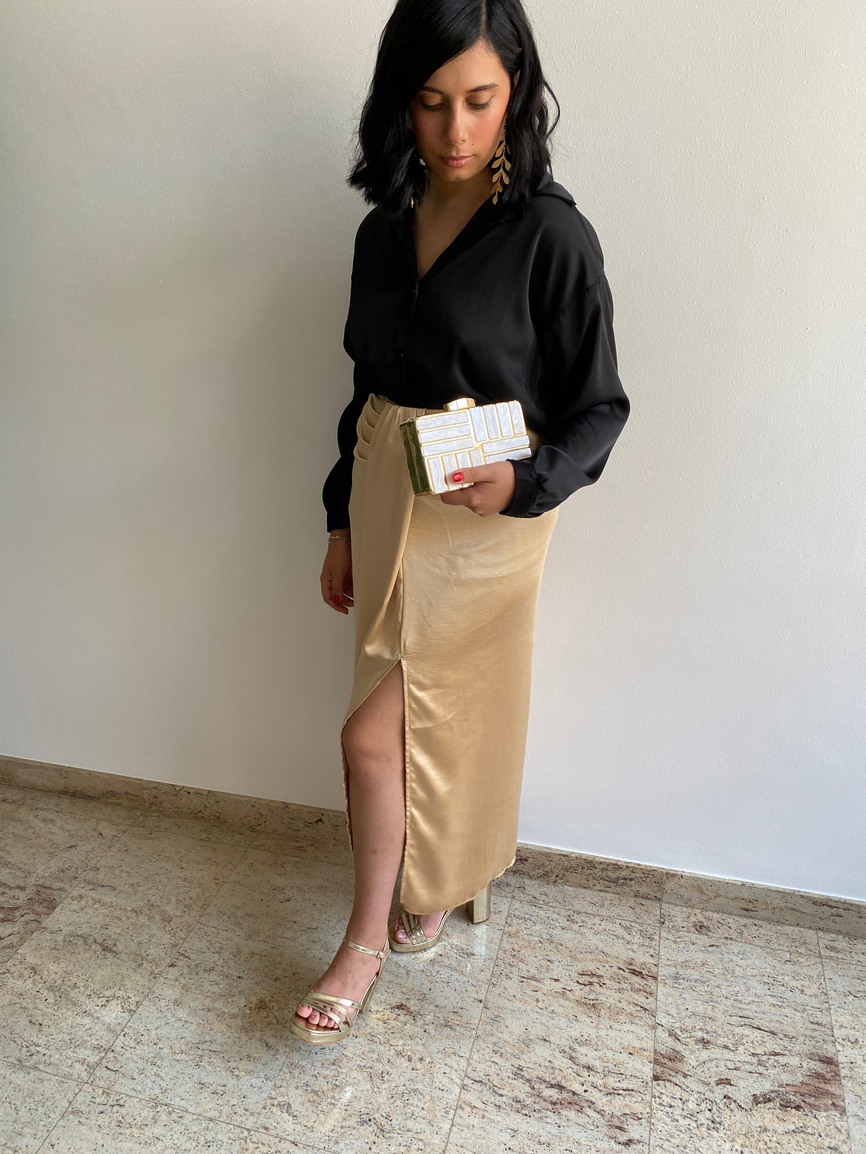 Pochette effetto marmo dorato