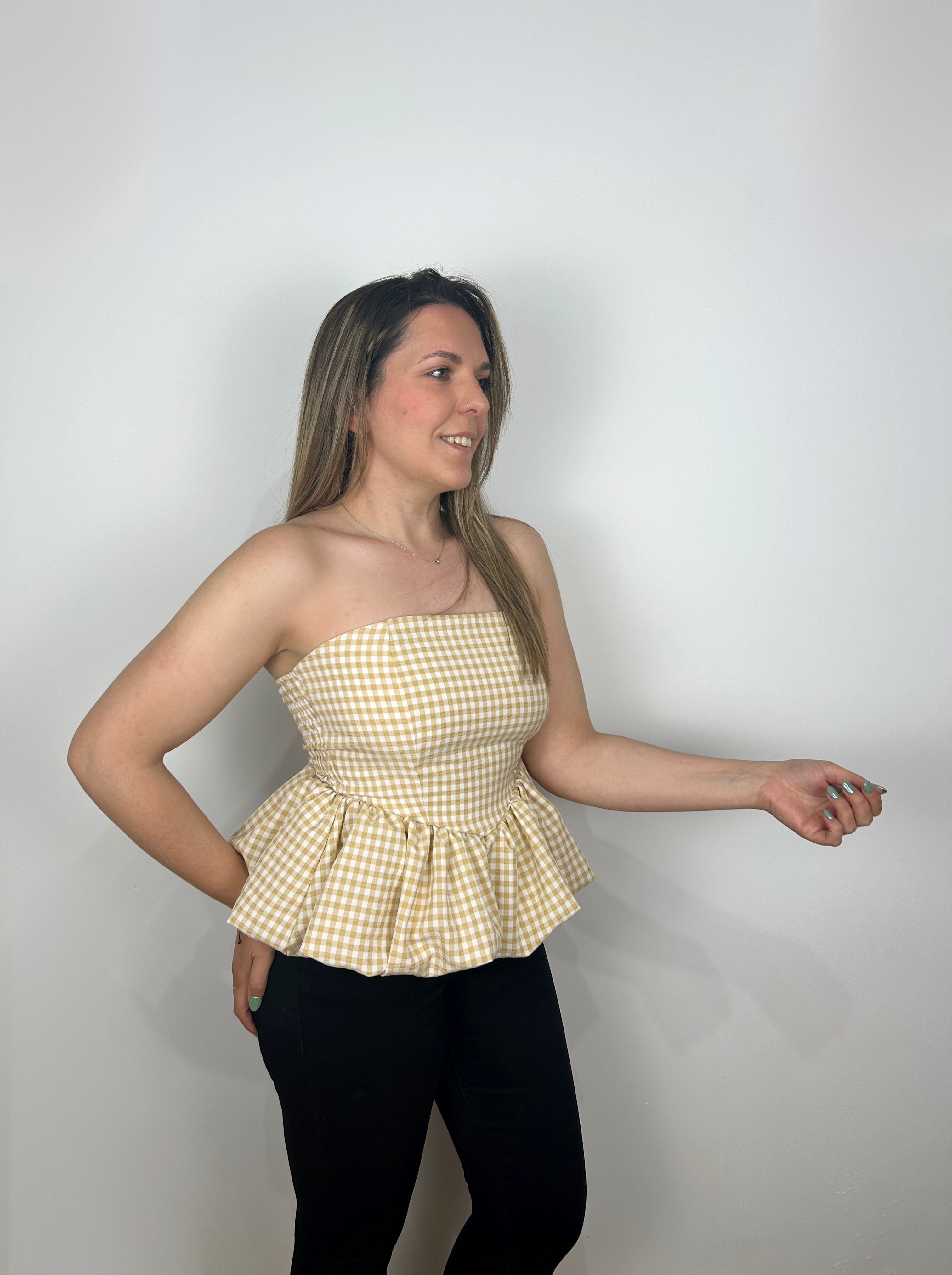 TOP VICHY BEIGE CON PAROLA