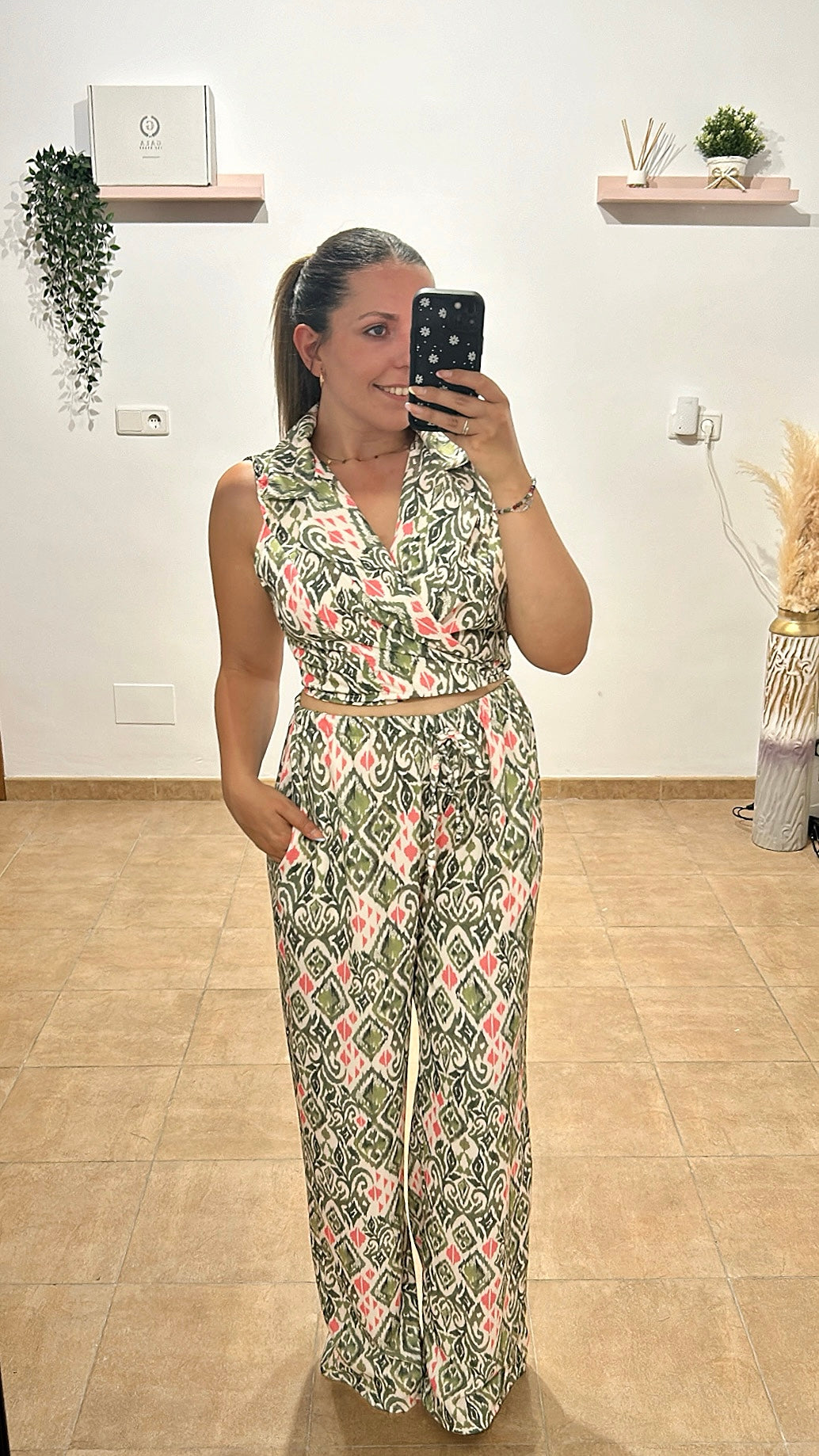 Set stampa geometrica verde